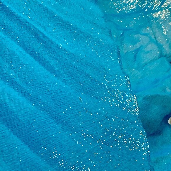 Dazzling Metallic Blue Silk Gown Flowy Prom 0 Hoco Glam Pageant Jeweled Hi-Low - Picture 8 of 11